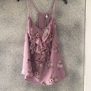 Lauren Conrad Floral Ruffle Tank Top